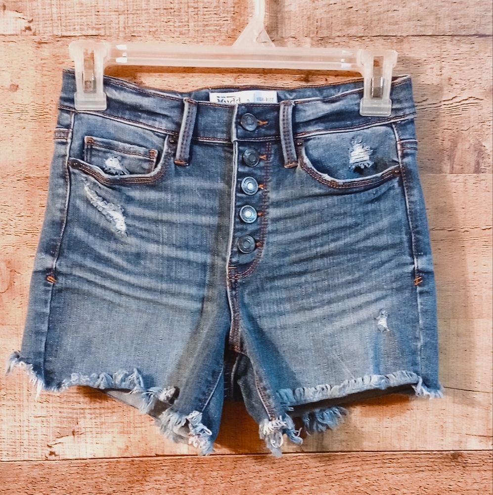 SOLD Mudd FLX Stretch Hi Rise Midi Denim Shorts